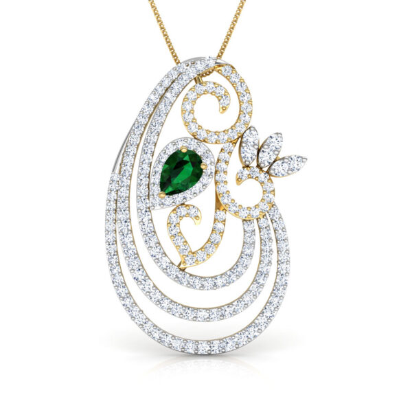 Curvy Scroll Gemstone Pendant